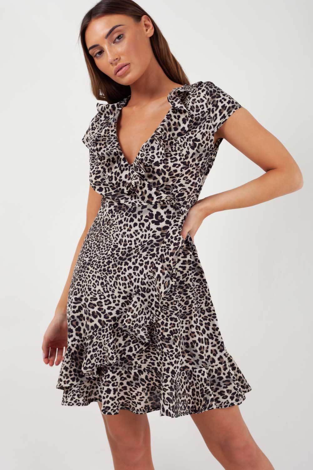 Leopard Print Wrap Dress UK Size 8-18 ...
